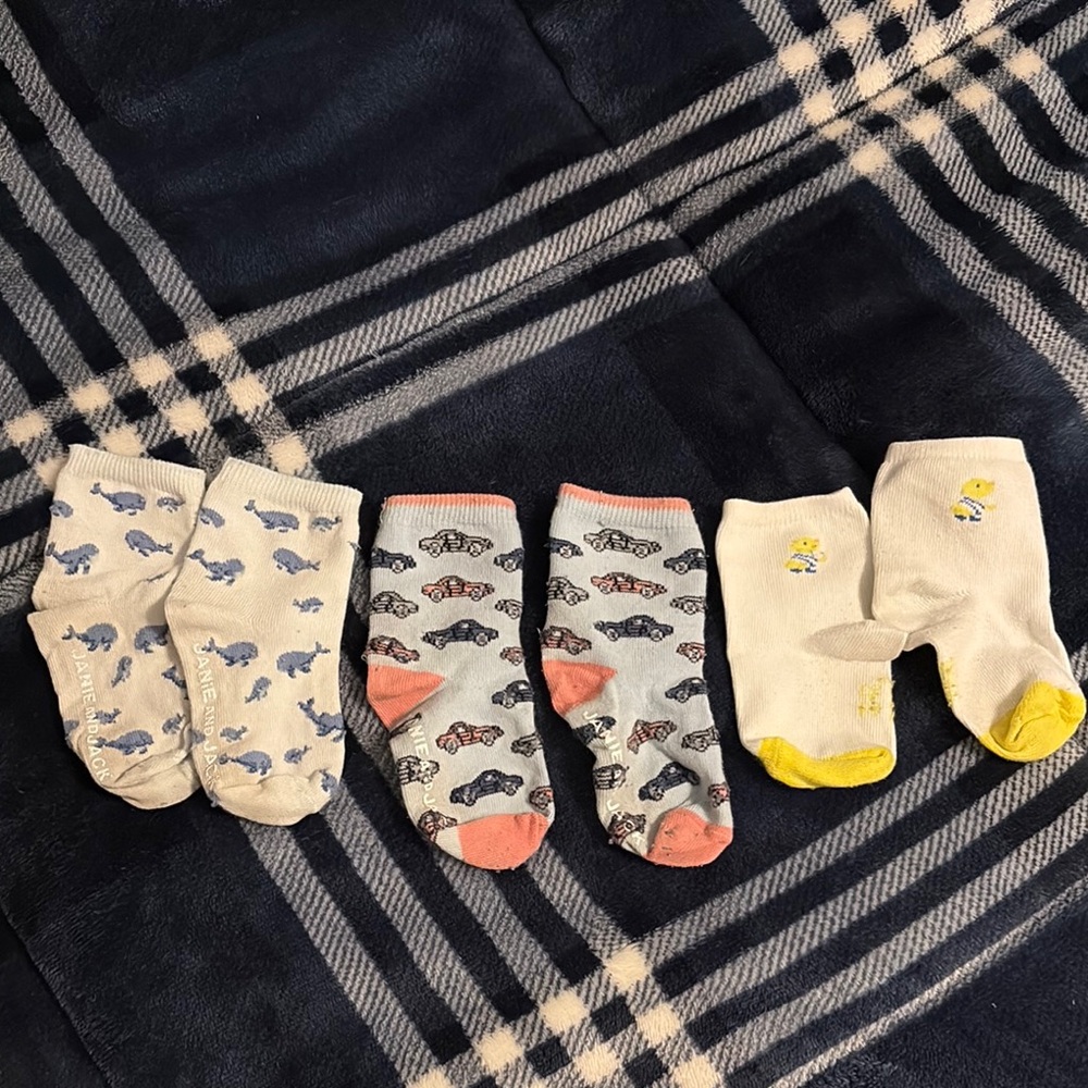 Janie and Jack Assorted Baby Boy Socks with Whales, ducks and Car Prints